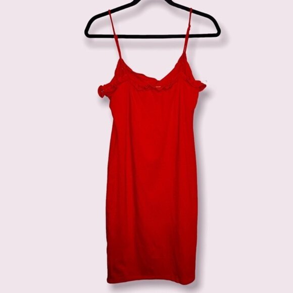 Y2K Mini Dress Red Ruffles Spaghetti Straps Summer Bodycon NWT Womens Size Large - Picture 2 of 7